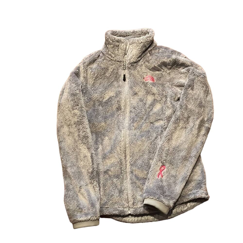 THE NORTH FACE OSITO Womens gray/pink FLEECE Sz-S BREAST CANCER AWARENESS Jacket